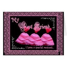 BEST FRIEND Maid of Honour - Pink Gowns and Lace Cards