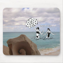 Best Friends at the Beach Seashell Mouse Pads