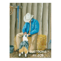 Best Friends ~ Cowboy & Australian Shepherd Postcards