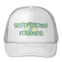 Best Friends Forever Yellow Blue Flowers Trucker Hat