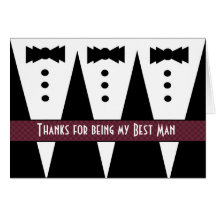 BEST MAN Thank You - Three Tuxedos - Customisable Cards