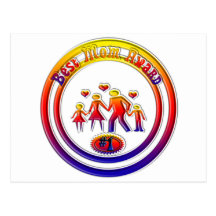 Best Mum Award Rainbow Family Post Card