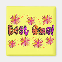 Best OMA PINK ORANGE FLOWERS Fridge Magnets