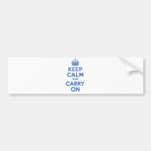 Best Price Keep Calm And Carry On Blue Bumper Sticker