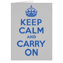 Best Price Keep Calm And Carry On Blue Greeting Card