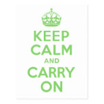 Best Price Keep Calm And Carry On Green Post Cards