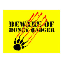 Beware of honey badger post cards