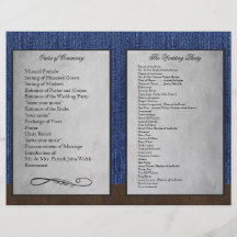 Bi Fold Denim Western Wedding Ceremony Programs Full Colour Flyer