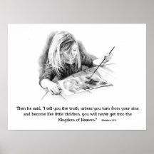 Bible Verse: Pencil Drawing Of Small Girl Painting Posters