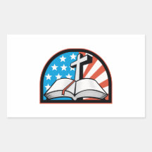Bible With Cross American Stars Stripes Sticker