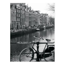 Bicycle by Canal Postcard