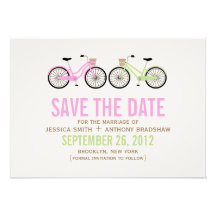Bicycles His and Hers Wedding Save the Date Personalised Invitations