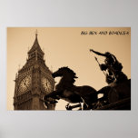 Big Ben and Boadicea statue Print