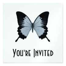 Big Blue & Black Butterfly Personalised Announcements