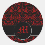 Big Bold Damask (Red) (Monogram) Stickers