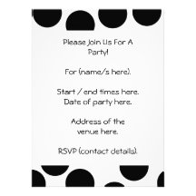 Big Dots. Black and White Pattern. Custom Invitations