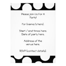 Big Dots in Black and White. Personalized Invitation