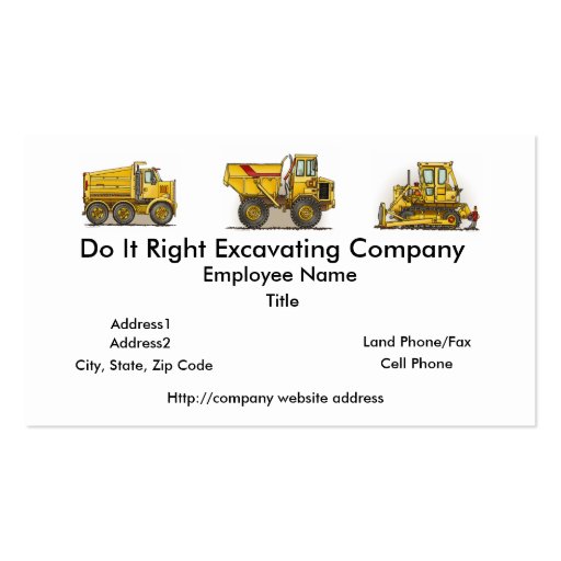 Big Dump Truck Construction Business Cards