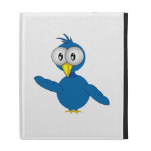 Big-Eyed Blue Cartoon Bird iPad Folio Cover