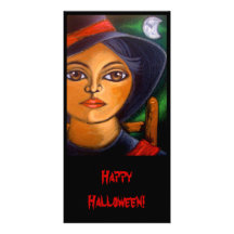 BIG EYED WITCH HALLOWEEN Card Picture Card