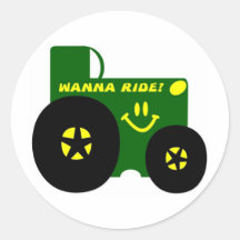 BIG GREEN TRACTOR ROUND STICKERS