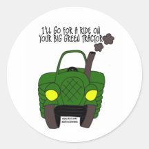 Big Green Tractor Round Stickers