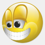 BIG GRIN SMILEY FACE ROUND STICKER