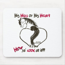 Big Heart Cartoon Horse with Red Mousemat