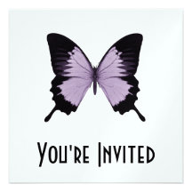 Big Purple & Black Butterfly Custom Invitations