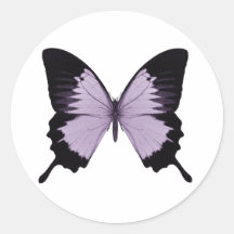 Big Purple & Black Butterfly Round Stickers