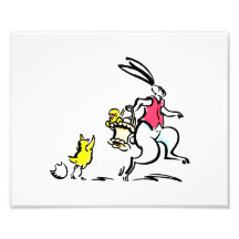 big rabbit hopping carrying basket and chick.png photo