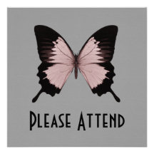 Big Red & Black Butterfly Custom Invitations