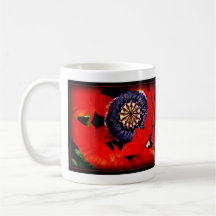 big red poppy mug