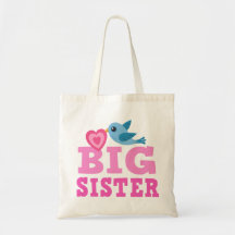 Big sister bag with cute cartoon bird and heart