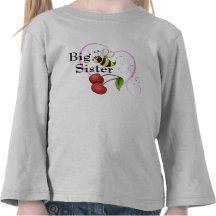 Big Sister Bumble Bee Cherry Pink Heart Tee Shirt