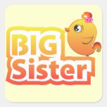Big sister cute baby chicken bird sticker