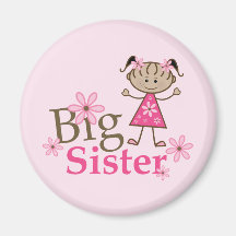 Big Sister Ethnic Stick Figure Girl Refrigerator Magnets