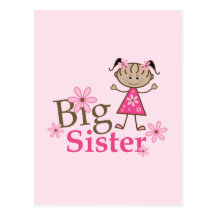 Big Sister Ethnic Stick Figure Girl Postcard