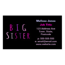 Big Sister in Pink Business Card Templates