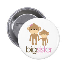 Big Sister Monkey Pregnancy Announcement T-shirt Buttons