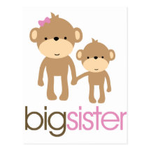 Big Sister Monkey Pregnancy Announcement T-shirt Post Cards