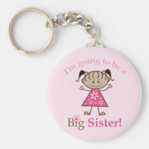 Big Sister To Be Stick Figure Girl Ethnic Keychains