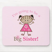 Big Sister To Be Stick Figure Girl Ethnic Mousepads