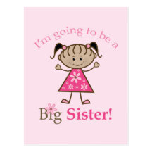 Big Sister To Be Stick Figure Girl Ethnic Postcard