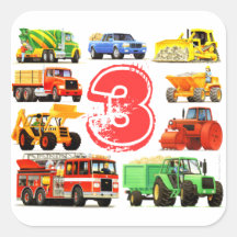Big Trucks 3rd Birthday Sticker