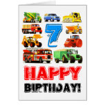 Big Trucks 7th Birthday Greeting Card