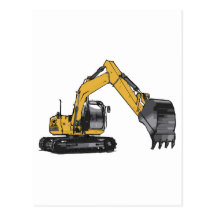 Big Yellow Excavator Postcard