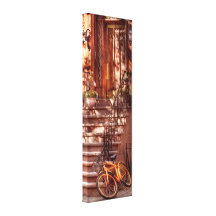 Bike - NY - Greenwich Village - An orange bike Gallery Wrapped Canvas