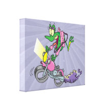 biker chick froggy frog animal cartoon gallery wrap canvas