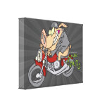 biker hog pig motorcycle bike cartoon gallery wrap canvas